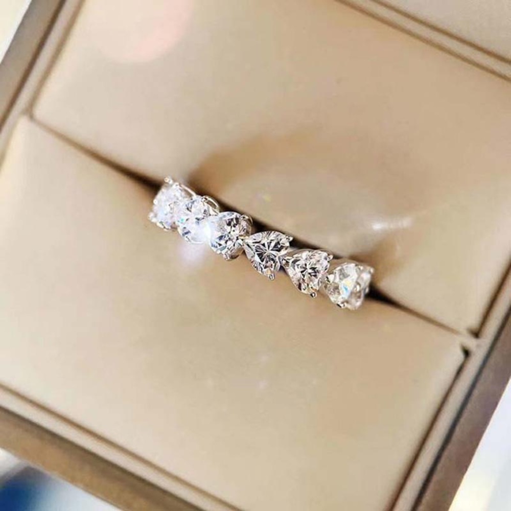 14k 3ct Heart Eternity Band - Picture 4 of 15